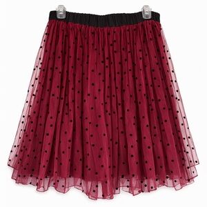 Draper James Tulle Skirt Midi burgundy with Black Polka Dots size XL